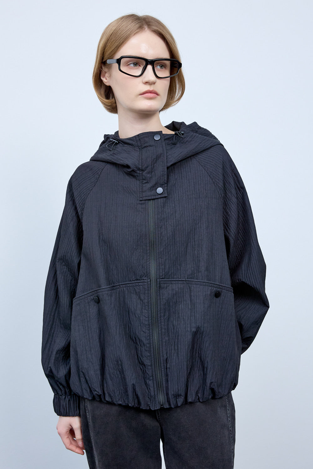 Bonispax Women's High-Neck Textured Hooded Jacket B1G15WJP060 — 5512-gallery-02