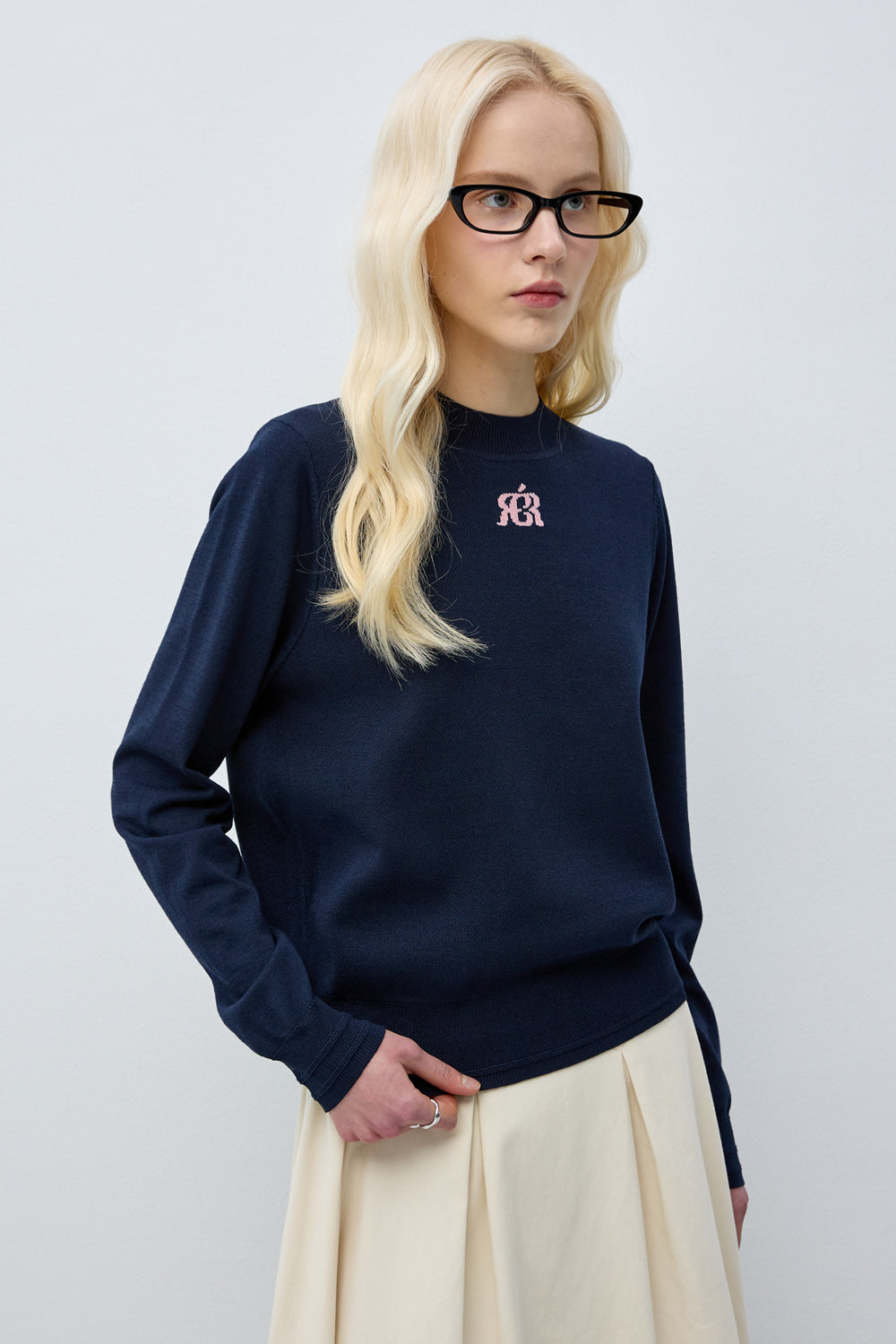 Reete Women's Basic Logo Long-Sleeve Knit Sweater U1F12KPO060 — 5633-gallery-00