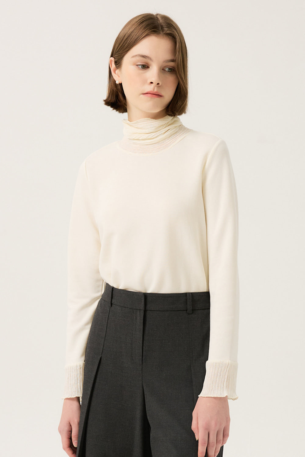 the renoma Pleated High-Neck Cotton-Blend Top R2F32JTS020 — original supplier image 725-gallery-02