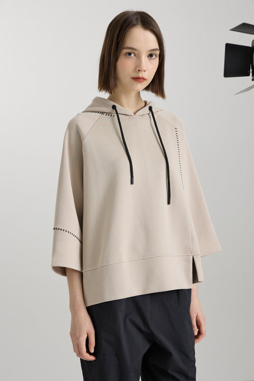 Bonispax Women's Contrast-Stitch Short-Sleeve Hoodie B1G35JTS030 — original supplier image 738-gallery-01