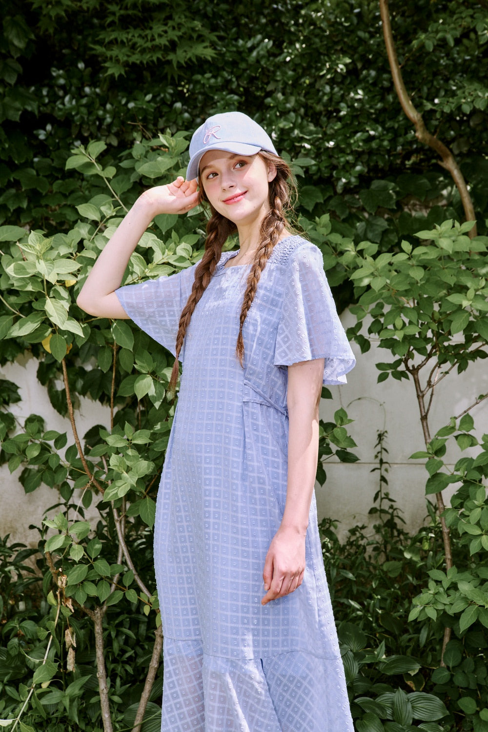 Reete Ruffle-Hem Sheer-Pattern Dress U1F22WOP090 — original supplier image 7427-gallery-01