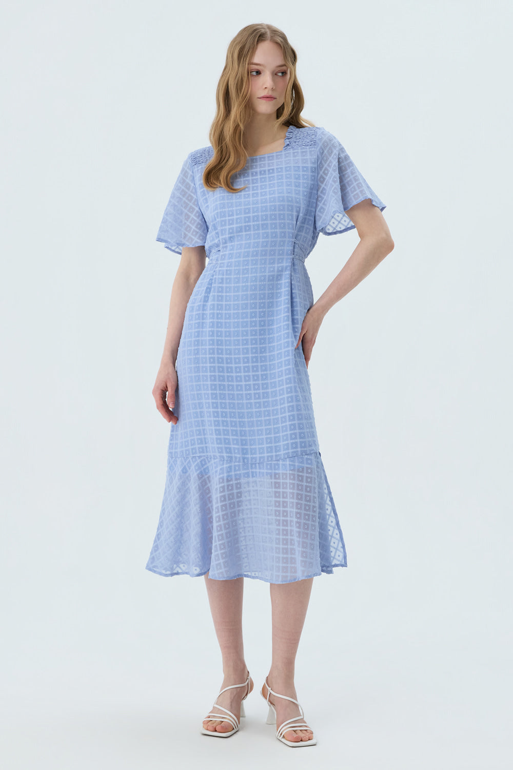 Reete Ruffle-Hem Sheer-Pattern Dress U1F22WOP090 — original supplier image 7427-gallery-07