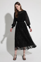 LESHOP BLANC Women's Elastic-Waist Pleated Tiered Long Skirt L2G35WSK030 — 820-gallery-05