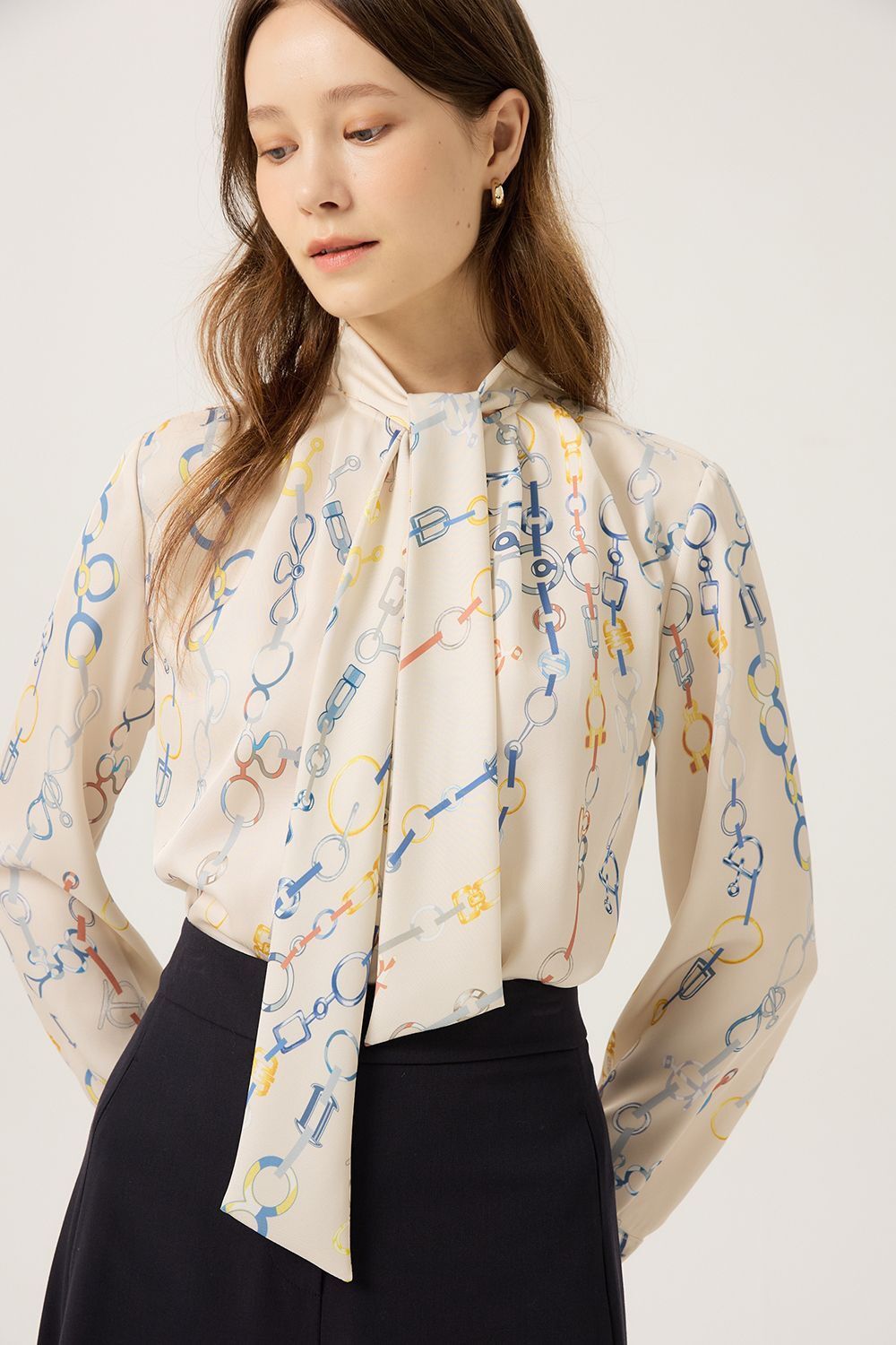 DECO Women's Ribbon-Tie Blouse DCBAD3703W — 929-gallery-01