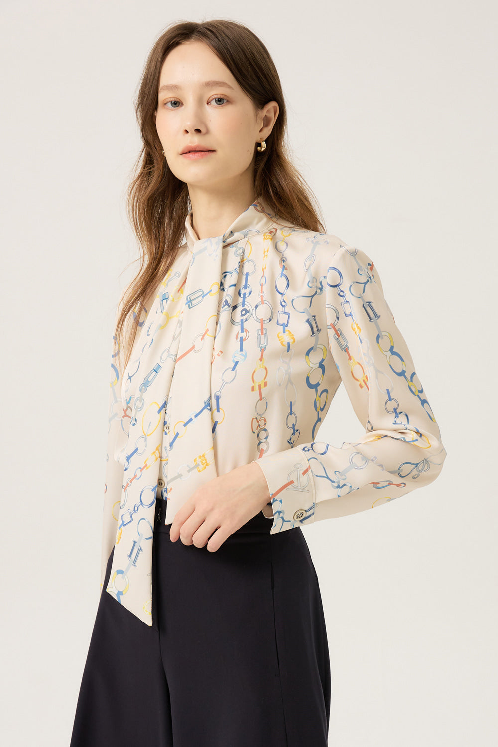 DECO Women's Ribbon-Tie Blouse DCBAD3703W — 929-gallery-03