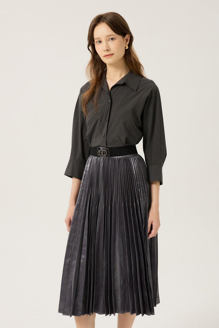 DECO Women's Collared Pleated-Skirt Dress DCOWD3813W