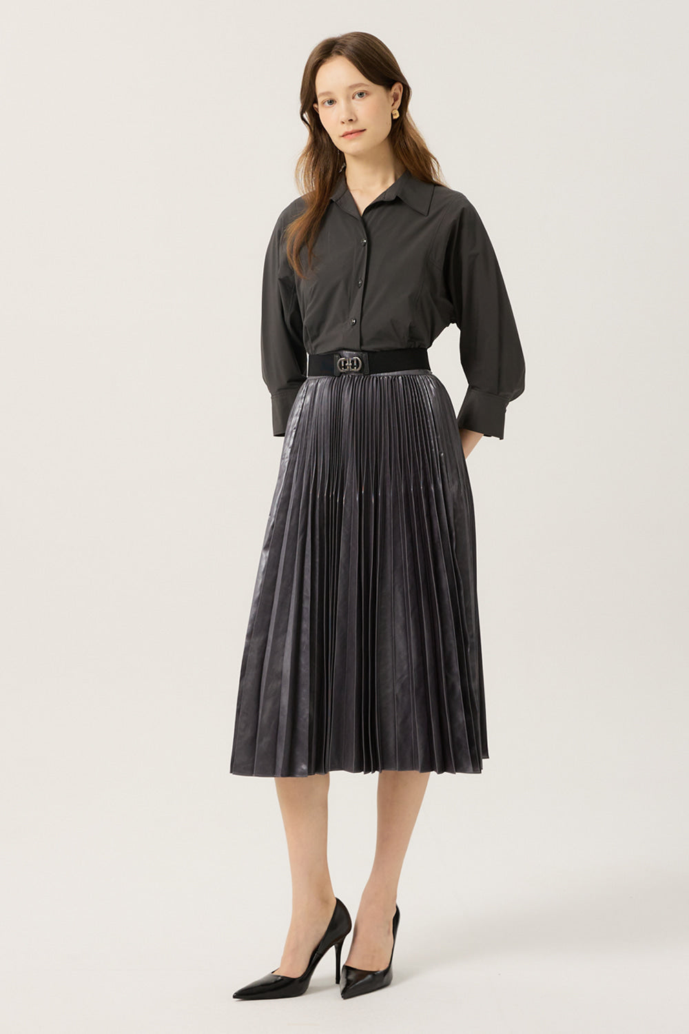 DECO Women's Collared Pleated-Skirt Dress DCOWD3813W — 940-gallery-03