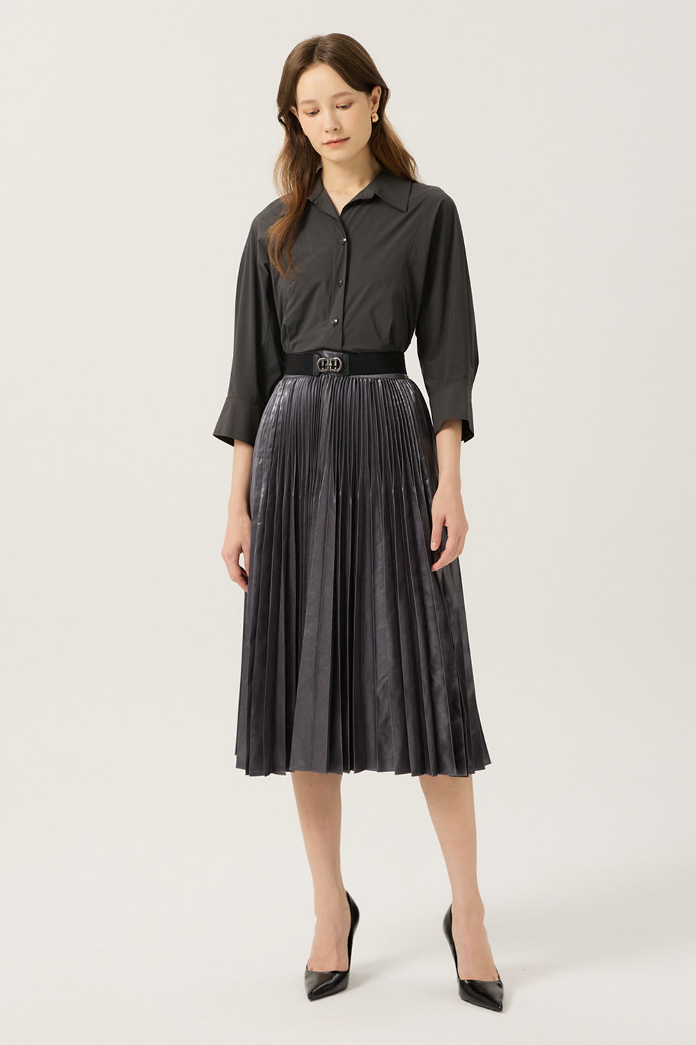 DECO Women's Collared Pleated-Skirt Dress DCOWD3813W — 940-gallery-04