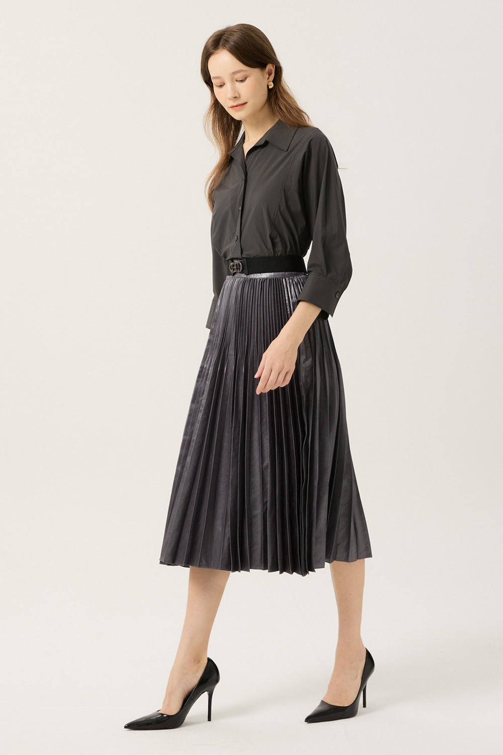 DECO Women's Collared Pleated-Skirt Dress DCOWD3813W — 940-gallery-05