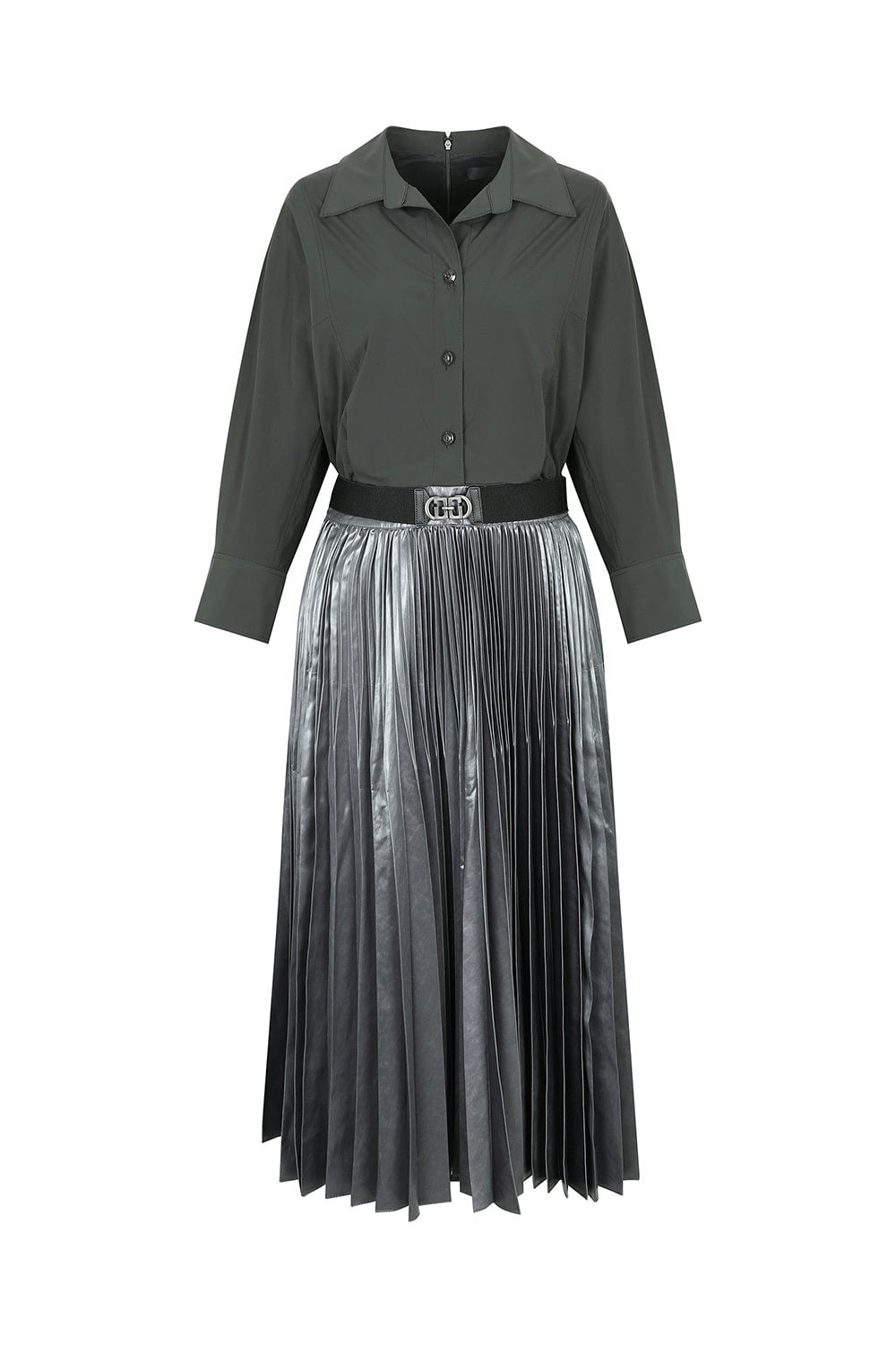 DECO Women's Collared Pleated-Skirt Dress DCOWD3813W — 940-gallery-07