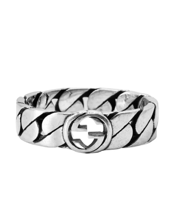 Gucci Interlocking G wide silver ring — original supplier photograph