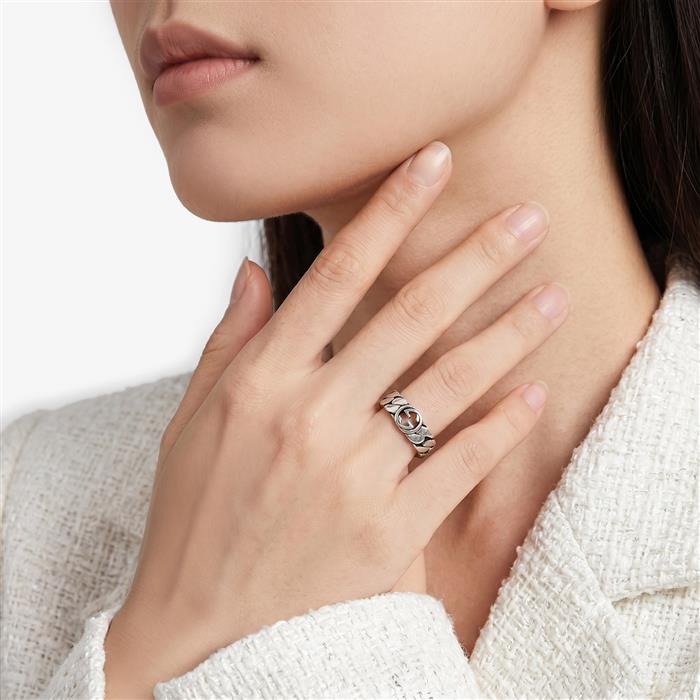 Gucci Interlocking G wide silver ring — original supplier photograph