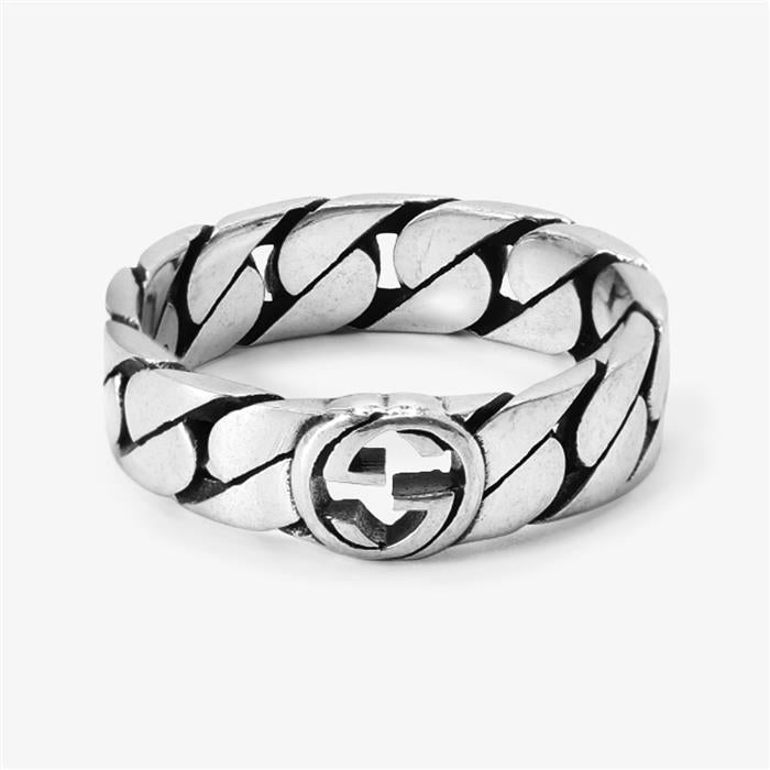 Gucci Interlocking G wide silver ring — original supplier photograph