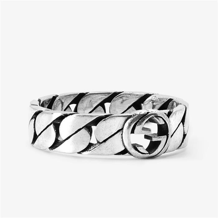 Gucci Interlocking G wide silver ring — original supplier photograph