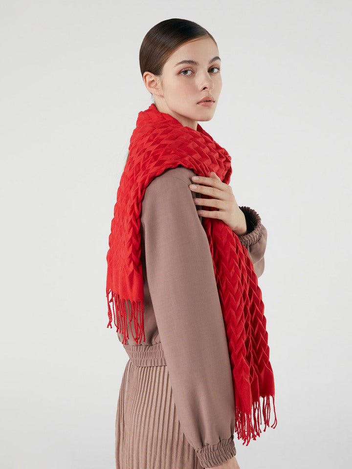 PLEATSME Soft Touch Textured Scarf HPSCF123001 – Red — unchanged original supplier image