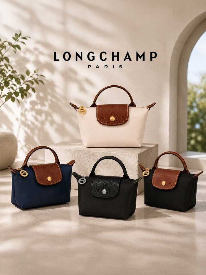 Longchamp Le Pliage Mini Pouch with Handle — unchanged original supplier image