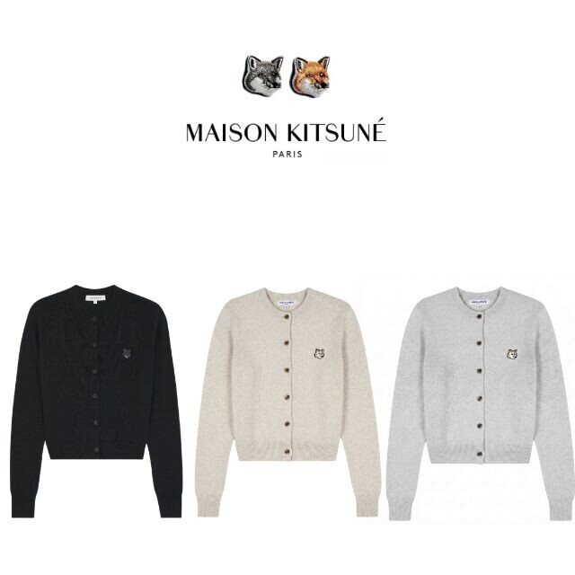 Maison Kitsuné Women's Fox Head Crewneck Cardigan — unchanged original supplier image