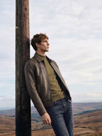 BASSO HOMME brown lambskin shirt-collar jacket in the original supplier photograph